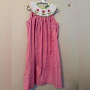Castles & Crowns Pink Gingham Smocked Floral Embroidery